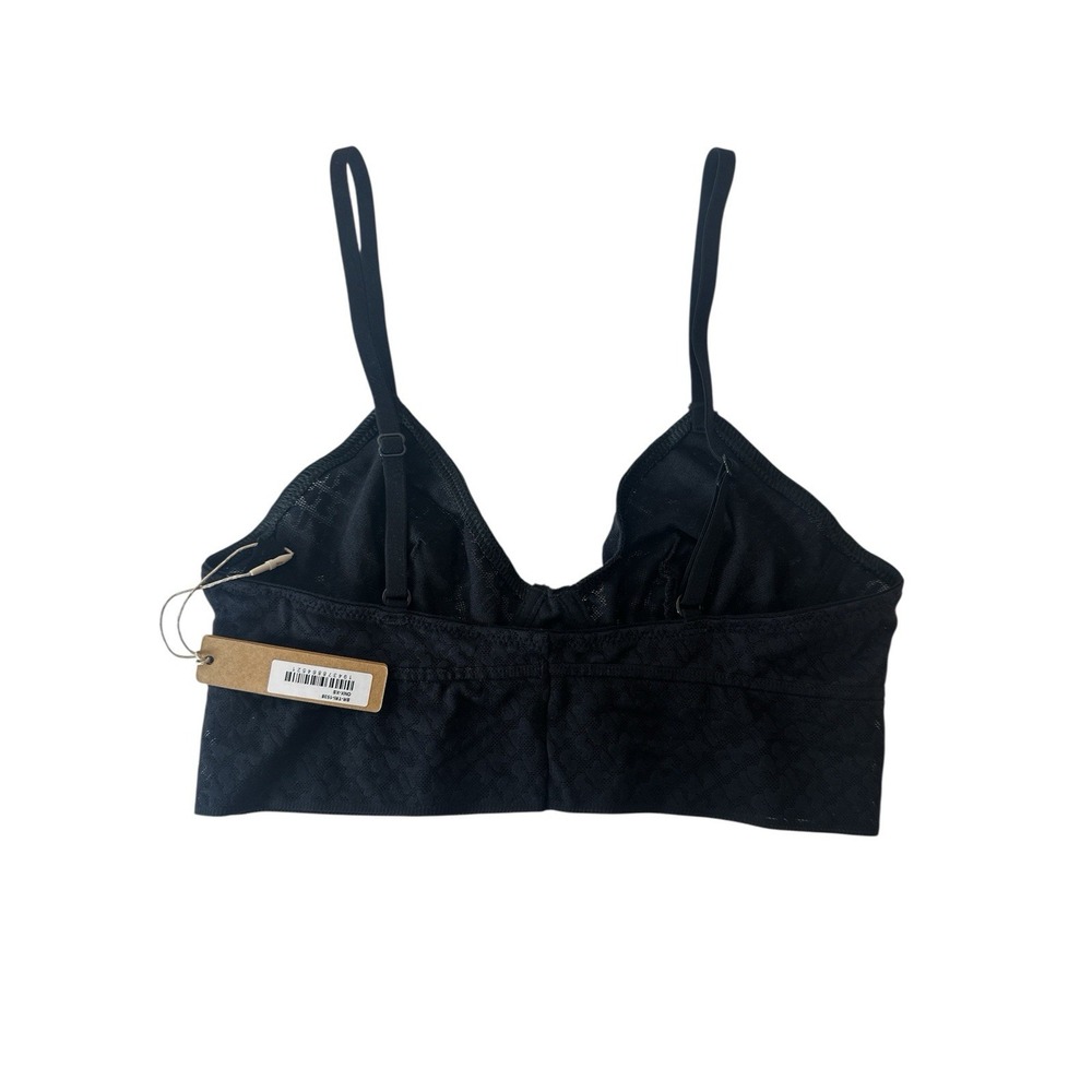 SKIMS Logo Mesh Triangle Bralette Womens XS Black Romantic Sexy Gothic Onyx New - Picture 3 of 7